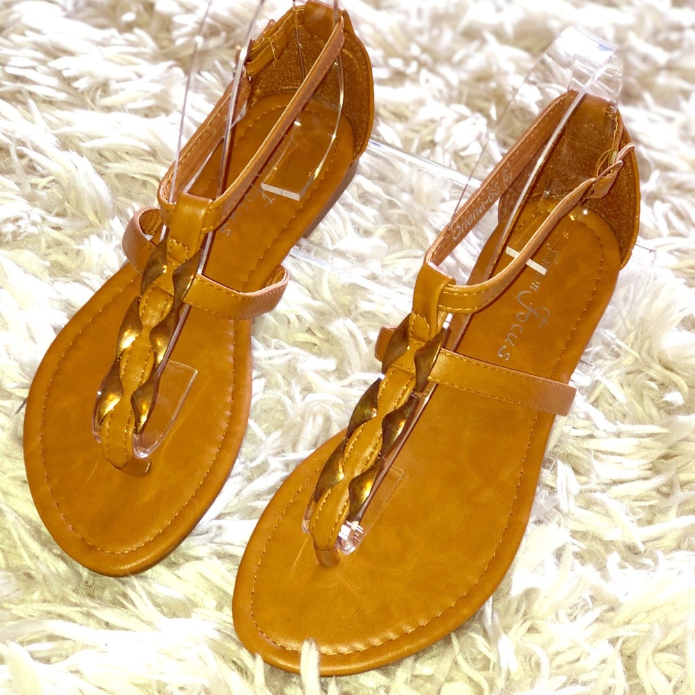 Cognac Sandals - Picture 1 of 2